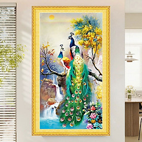 Mua  Thêu kín  Tranh thêu chữ thập Đôi công phu thê DW0683  kích thước 50 x 85 cm