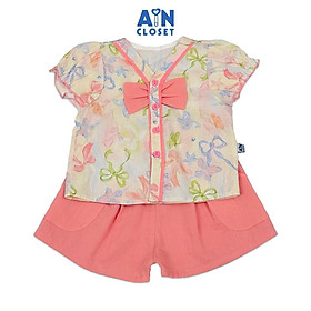 Bộ quần áo Ngắn bé gái hoạ tiết Nơ Nhiều Màu Cotton - AICDBGFVTDKA - AIN Closet