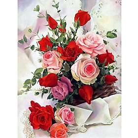 Tranh thêu kim cương Bộ hoàn chỉnh Tranh đính đá 5D Tranh kim cương Cross Stitch Bộ tranh khảm khảm Canvas, Rhinestone, Tranh treo tường dành cho người lớn mới bắt đầu Trang trí tường nhà Màu hồng