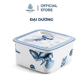 Hộp dưỡng sinh vuông đựng thực phẩm 15 cm + nắp  Dưỡng Sinh Đại Dương Sứ cao cấp Minh Long