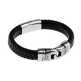 Stainless Steel Braided Leather Bracelet for Men Bangle Wrap  Clasp