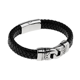 Stainless Steel Braided Leather Bracelet For Men Bangle Wrap Magnetic Clasp