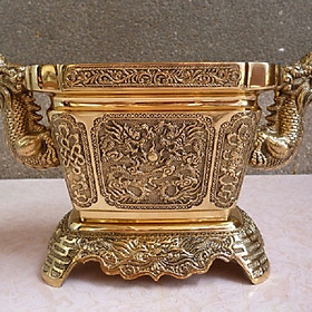 Lư hương vuông rồng Cao:13cm Dài:25cm Đk: 10x16