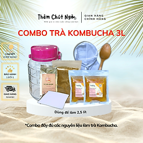 Combo Trà Kombucha 3L đầy đủ nguyên liệu nuôi Scoby làm trà Kombucha (dùng để làm 2,5 lít)