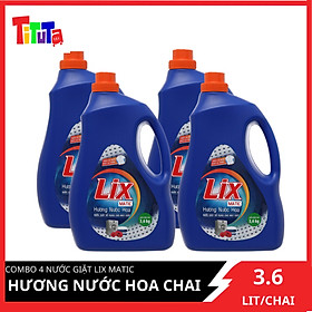 Combo 4 Nước giặt Lix Matic hương nước hoa chai 3.6 lít