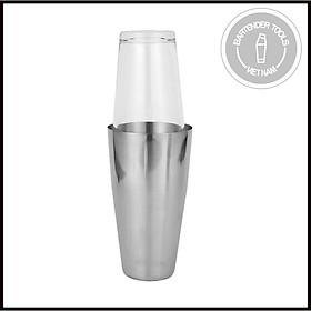 Boston shaker thủy tinh inox 450/800ml - Bình  lắc 2 mảnh inox thủy tinh