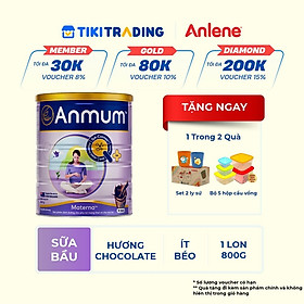 Sữa Bột Dành Cho Mẹ Bầu Anmum Materna Hương Chocolate 800g - Tặng Bộ hộp cầu vồng hoặc Set 2 ly sứ
