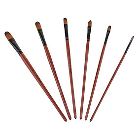 6 Sizes Professional Angular Paint Brush Nylon Hair Angled Paint Brushes Set Art Paintbrush for Artist Watercolor, Acrylic, Gouache, Oil Painting