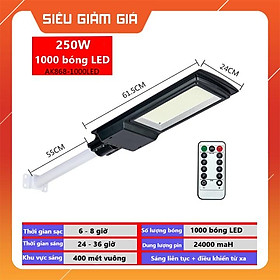 ĐÈN NĂNG LƯỢNG MẶT TRỜI 250W SOLAR LIGHT 1000 Bóng LED - ĐIỀU KHIỂN TỪ XA - PIN SẠC TRỌN DỜI - D1149