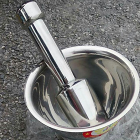 Mua Bộ Cối Chày làm bằng inox 304 đường kính 17cm dùng để giã thức ăn  giã cua chống nấm mốc