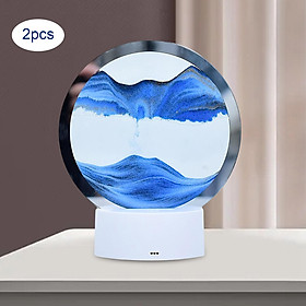 2x Moving Sand Picture Night Light Flowing Sand for Decor Dining Room Blue