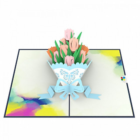 Thiệp 3D pop up Hoa Tulip