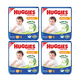 Thùng 4 Tã bỉm quần HUGGIES SKINCARE gói JUMBO size XXXL 22+6 miếng