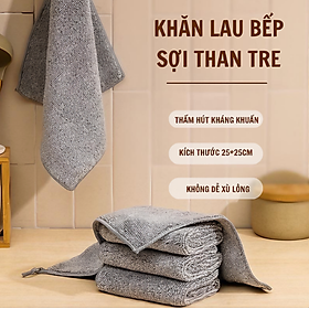 Hình ảnh Set 10 khăn lau đa năng nhà bếp sợi than tre mềm mại siêu thấm hút kháng khuẩn 25cm - Hàng chính hãng