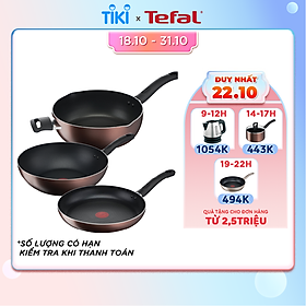 Bộ 3 Chảo chiên, Chảo xào, Chảo chiên sâu lồng Tefal Day By Day 24-26-28 Dùng cho mọi loại bếp - Báo nhiệt thông minh - Hàng chính hãng