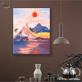 Mua Tranh tô màu theo số Smile FMFP mặt trời đỏ trên ngọn núi T41316 40x50cm