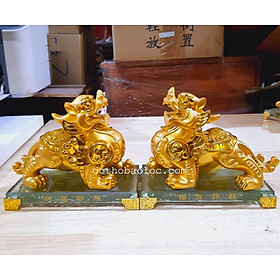 Mua Cặp Tỳ Hưu Phong Thủy Chiêu Tài Hút Lộc đế kính cao 14cm ngang 16cm ( 6 màu