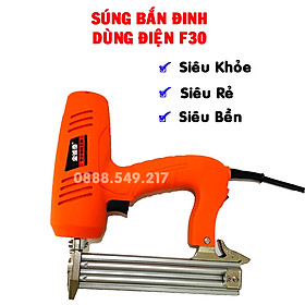 Bộ Súng Bắn Đinh Điện F30 Đầy Đủ Siêu Khỏe Mẫu Mới Chuyên Bắn Gỗ, Nhựa, Aluminium, Thạch Cao... Hàng Lõi Đồng Cực Trâu