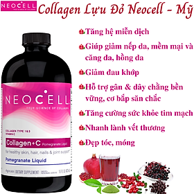 Collagen Lựu Đỏ Neocell Collagen +C Dạng Nước Mỹ Tạo Sức Khỏe Cùng Vẻ Đẹp Từ Bên Trong Cho Da, Tóc, Móng, Xương Khớp, Tim Mạch Và Tăng Hệ Miễn Dịch – Chai 473 ml