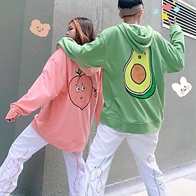 Áo khoác nỉ có mũ - ÁO HOODIE KHÓA KÉO freesize form rộng nam nữ unisex mặc cặp - couple in HÌNH TRÁI CÂY