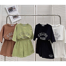 Set Bộ Đùi Nữ Cộc Tay - Bộ quần short đùi áo form rộng tay lỡ CELINE PARI mặc ở nhà Ulzzang