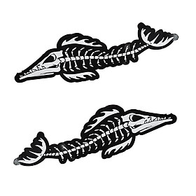 2 x Skeleton Fish Bone Decals Funny Stickers For Kayak Canoe Dinghy Fishing Boat