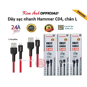 Mua Dây sạc nhanh Ham mer C04 các loại chân cắm I  dòng điện 5v-2.4A  dây bện dù  hàng chính hãng check Qr