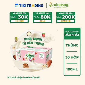 Thùng Veyo Sữa hạt lên men tự nhiên Vị Dâu Nhật (30hộp x 180ml)