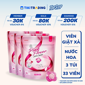 Combo 3 Túi Viên Giặt Top Step Hàn Quốc 7in1 Công Nghệ Enzyme  An Toàn Cho Da, Sạch Đột Phá - 33 Viên (462gx3)