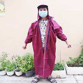 Aó mưa măng tô,Áo mưa có dây kéo ,vải dù cao cấp chống thấm nước cực tốt ,bảo vệ cơ thể ấm áp,cho nam và nữ - Đỏ Đô