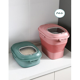 Mua Thùng /Hộp Đựng Gạo 25kg Chống Côn Trùng Có Bánh Xe - Có Thể Xếp Gọn - Chọn Màu ( Tặng Kèm Dụng Cụ Đong Gạo ) - Hàng Chính Hãng
