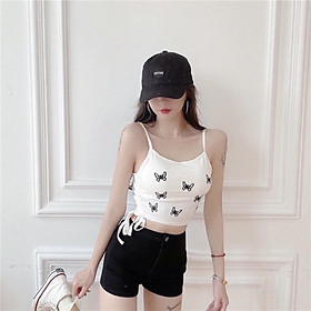 Áo bra hai dây thêu Butterfly có dây rút eo - Áo croptop cách điệu siêu xinh