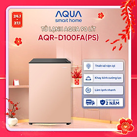 [SẢN PHẨM MỚI 2025] Tủ lạnh mini Aqua 90 lít AQR-D100FA(PS) - Màu hồng nhạt - Freeship toàn quốc - Có hỗ trợ đổi qua be - Hàng chính hãng