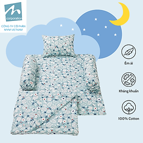 Bộ chăn gối nệm cho bé MYM chất liệu vải Cotton mềm mại, thấm hút