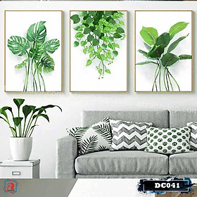 Bộ 3 tranh canvas treo tường Decor Hoa lá phong cách scandinavian – DC041