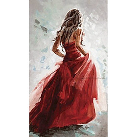 Tranh sơn dầu họa sỹ sáng tác vẽ tay: RED LADY 2