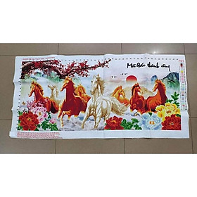 Tranh thêu chữ thập thành phẩm ngựa/mã đáo thành công1mx50