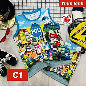 Đồ bộ thun lạnh cho bé trai sát nách Robocar Poli - đội xe cứu hộ 10-43kg - Kiến Lửa - C1 - 12