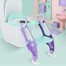 Ghế ngồi bồn cầu cho bé có thang vịn, có đệm - c592
