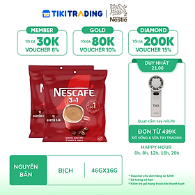 [Tặng 1 Ly nhựa cao cấp 750ml] Combo 2 Bịch Cà phê Hòa tan NESCAFÉ VỊ NGUYÊN BẢN 46 + 3 gói Đậm Thơm Hoàn Hảo