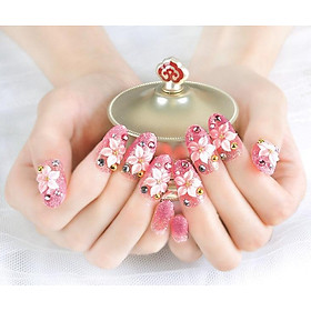 Móng tay giả nail thời trang đính đá - Bộ 24 móng