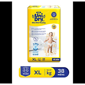 Tã dán Unidry XL38 ( Mẫu Mới Củ Unidry Xl34) -Cho bé Từ 12-17kg - Date luôn mới