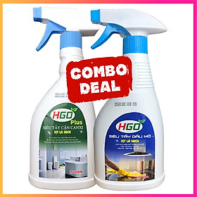 Combo tẩy cặn canxi HGO Plus và tẩy dầu mỡ HGO Hàng chuyên dụng, làm sạch hiệu quả, tiết kiệm hơn