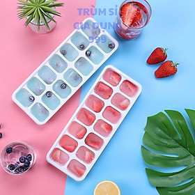 Mua khay làm đá  làm thach 14 ô có nắp Khay làm đá có nắp đậy mút Silicon chống dính dạng viên chữ nhật bảo quản chống mùi - Hồng