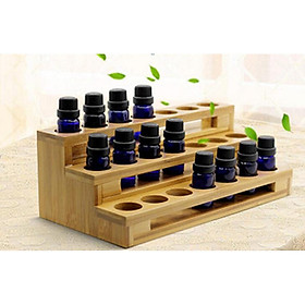 2pcs 18 Slot Essential Oil Wooden Rack Tray Organizer - 3 Tiers Storage Case
