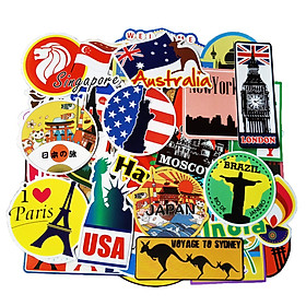 Set 30 Sticker du lịch, travel cắm trại ảnh ép lụa (giao mẫu ngẫu nhiên )