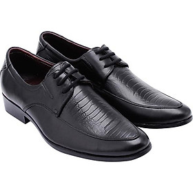 Giày Tây Nam Vân Đà Điểu Cột Dây Huy Hoàng HT7164 - Đen