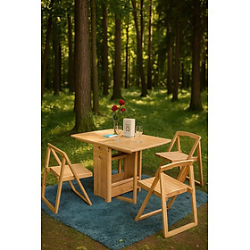 Mua Bàn ăn gấp gọn gỗ cao su 4 ghế Juno Sofa