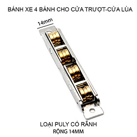 Mua 01 Bánh xe 4 cho cửa trượt-cửa lùa bằng inox không gỉ rộng 14mm  dùng cho cửa lùa nhựa  nhôm  thép