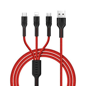 Mua Cáp 3 đầu Lightning/ Micro/ Type C bọc dù 1.2M Hoco U31 - Chính hãng